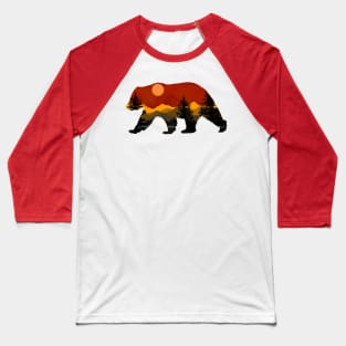 Sunset in Bear Silhouette Baseball T-Shirt